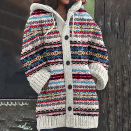 3D Printed Hooded Autumn-Winter Cardigan Sweater