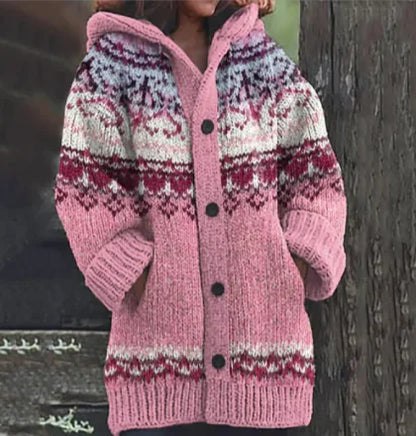 3D Printed Hooded Autumn-Winter Cardigan Sweater