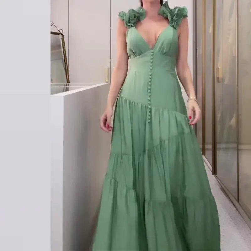 2023 Autumn New Elegant Solid Color Beach Maxi Dress