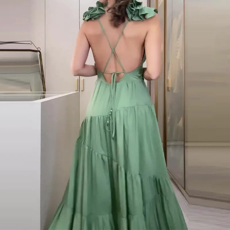 2023 Autumn New Elegant Solid Color Beach Maxi Dress